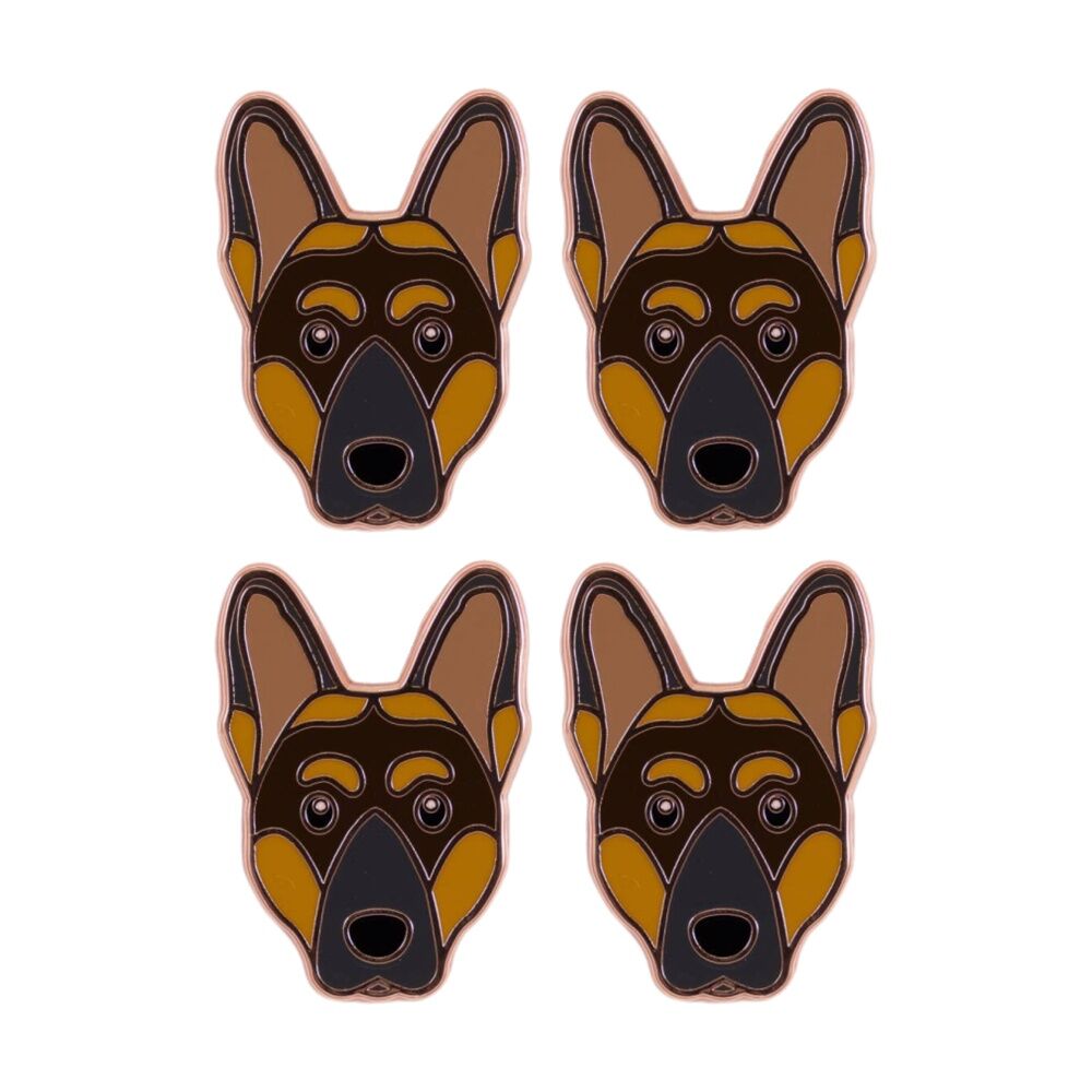 4PK Splosh German Shepherd Keepsake Pin Enamel Brown Rose Gold 3x1x2.5cm