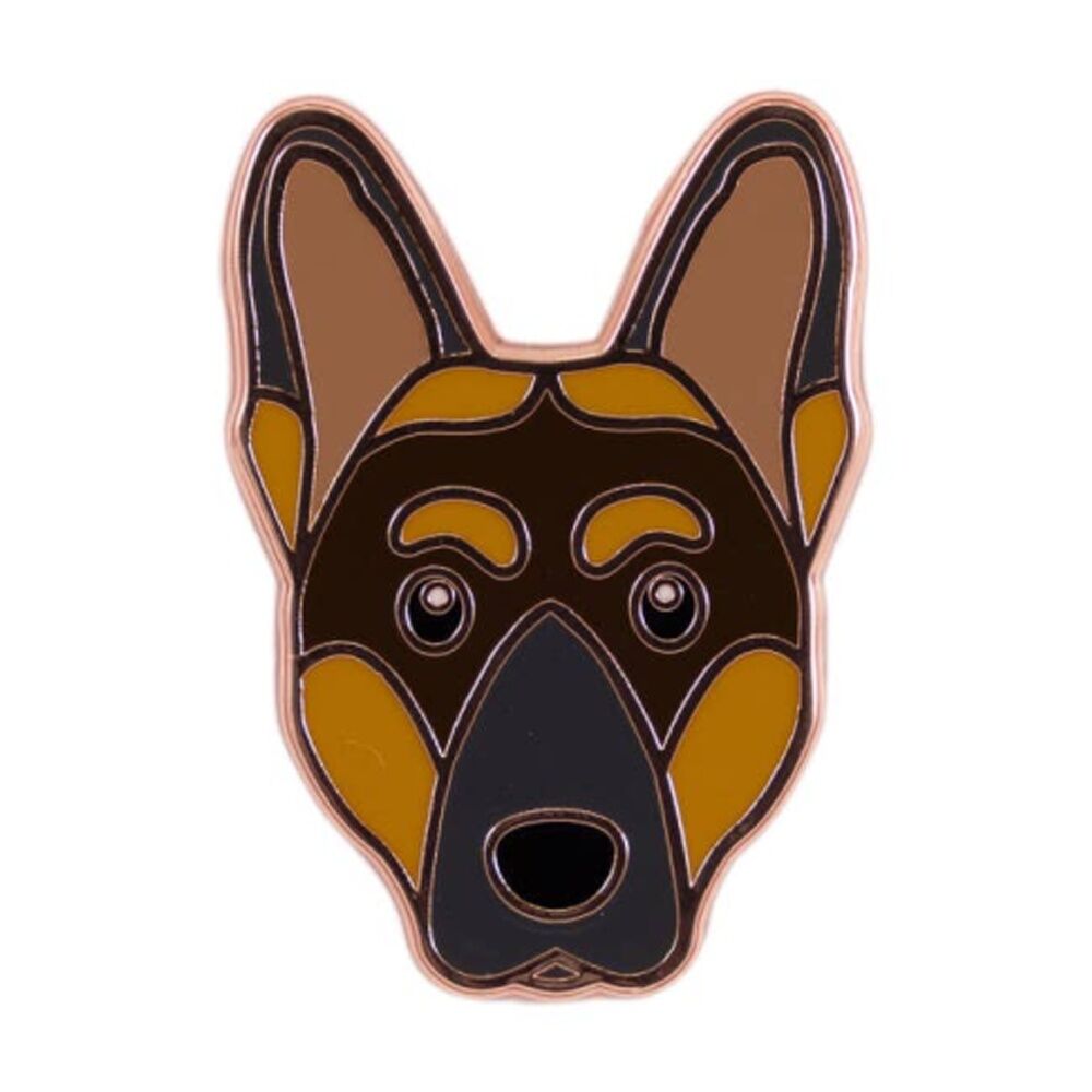 4PK Splosh German Shepherd Keepsake Pin Enamel Brown Rose Gold 3x1x2.5cm