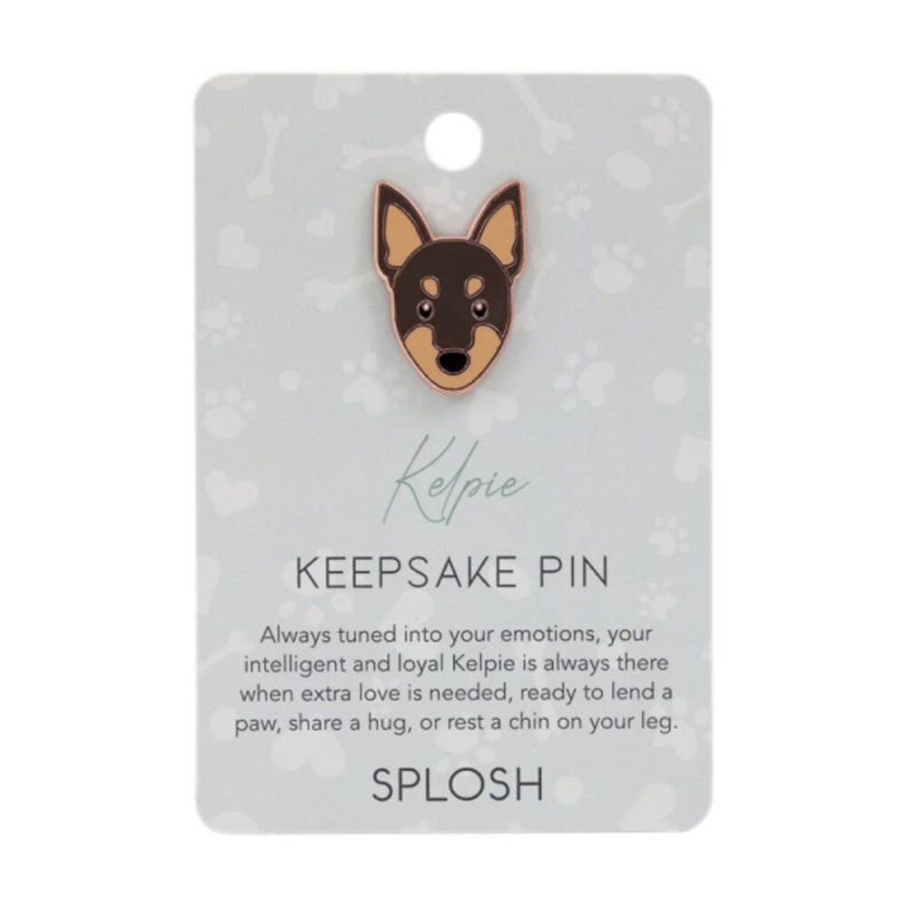 4PK Splosh Kelpie Keepsake Pin Enamel 3y+ Beige Brown Rose Gold 3x1x2.5cm
