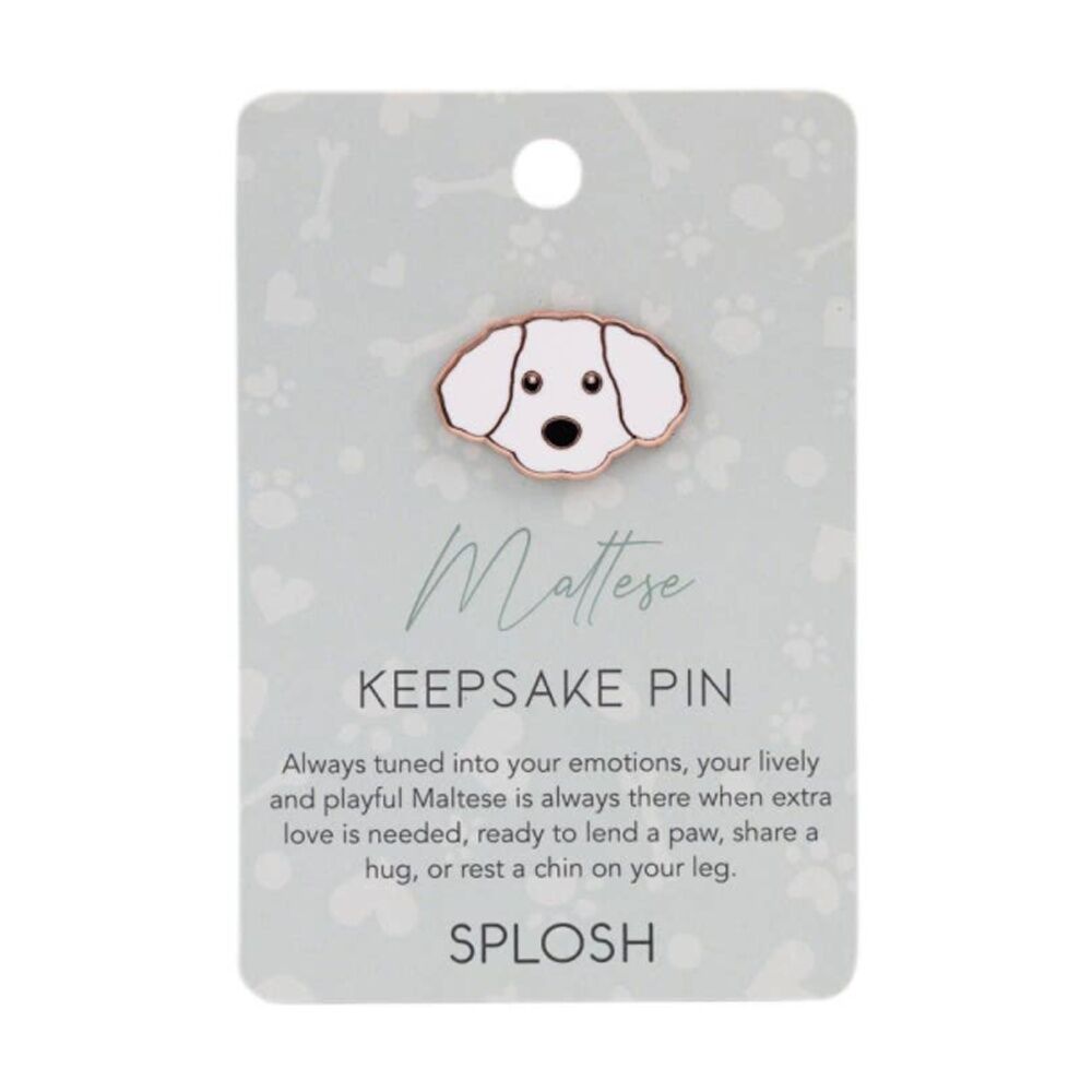 2PK Splosh Maltese Keepsake Pin Enamel 3y+ Rose Gold White 3x1x2.5cm