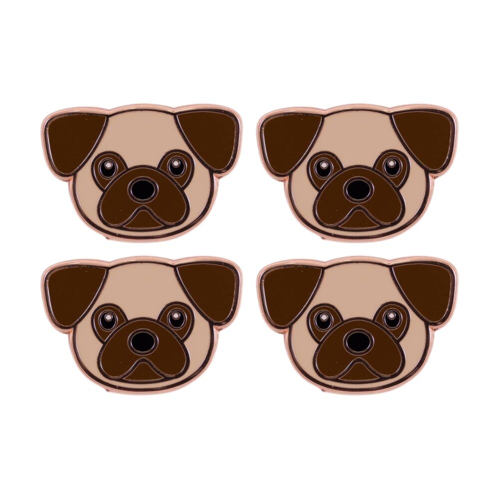 4PK Splosh Pug Keepsake Pin Enamel 3y+ Rose Gold Brown Beige 3x1x2.5cm
