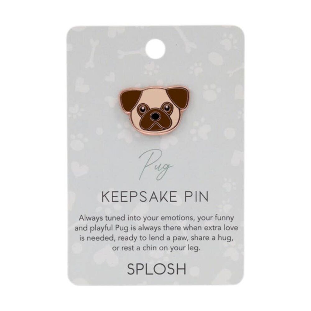 4PK Splosh Pug Keepsake Pin Enamel 3y+ Rose Gold Brown Beige 3x1x2.5cm