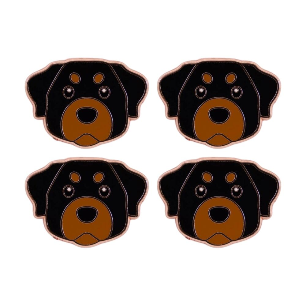 4PK Splosh Rottweiler Keepsake Pin Enamel Rose Gold Black Brown 3x1x2.5cm