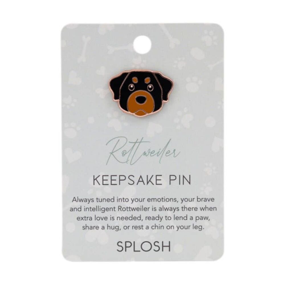 4PK Splosh Rottweiler Keepsake Pin Enamel Rose Gold Black Brown 3x1x2.5cm