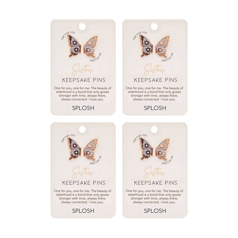 4x 2pc Splosh Forever Connected Sisters Keepsake Pins Rose Gold 2x1.5 1cm