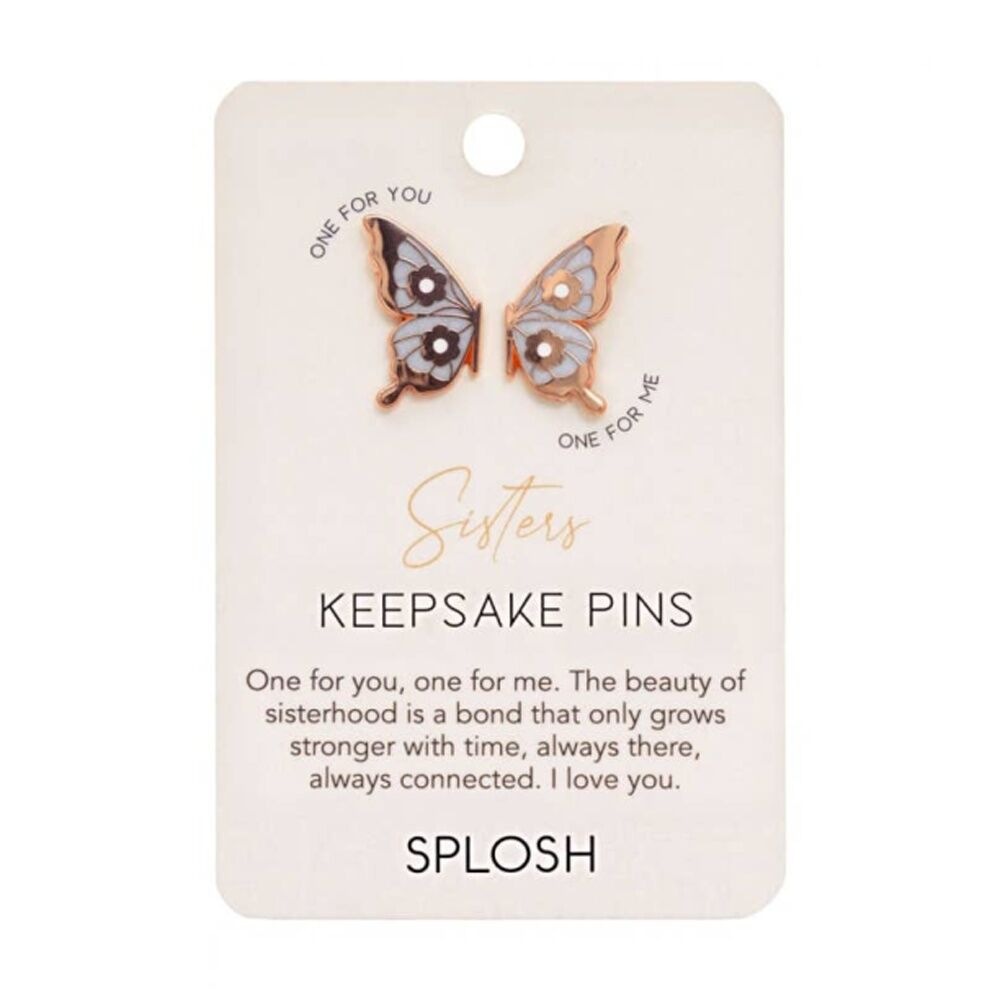 4x 2pc Splosh Forever Connected Sisters Keepsake Pins Rose Gold 2x1.5 1cm