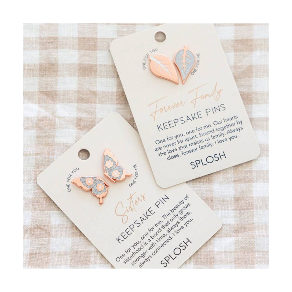 4x 2pc Splosh Forever Connected Sisters Keepsake Pins Rose Gold 2x1.5 1cm