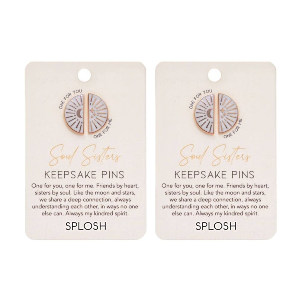 2x 2pc Splosh Forever Connected Soul Sisters Keepsake Pins Set Rose Gold