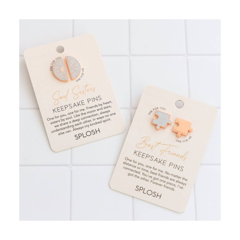 2x 2pc Splosh Forever Connected Soul Sisters Keepsake Pins Set Rose Gold