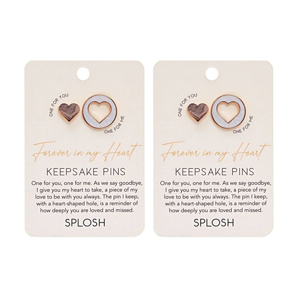 2x 2pc Splosh Forever Connected Heart Keepsake Pin Set Rose Gold