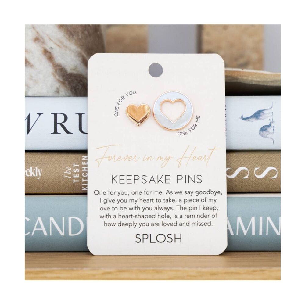 2x 2pc Splosh Forever Connected Heart Keepsake Pin Set Rose Gold