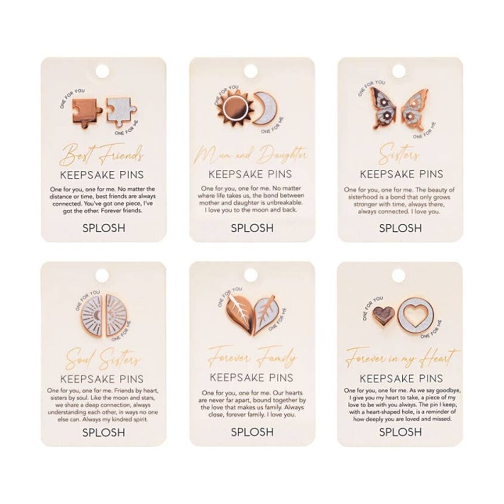 2x 2pc Splosh Forever Connected Heart Keepsake Pin Set Rose Gold
