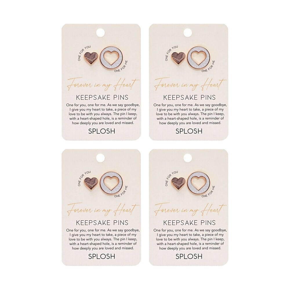 4x 2pc Splosh Forever Connected Heart Keepsake Pin Set Rose Gold