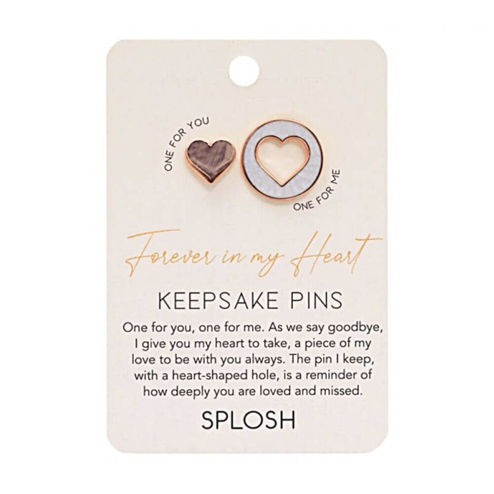 4x 2pc Splosh Forever Connected Heart Keepsake Pin Set Rose Gold