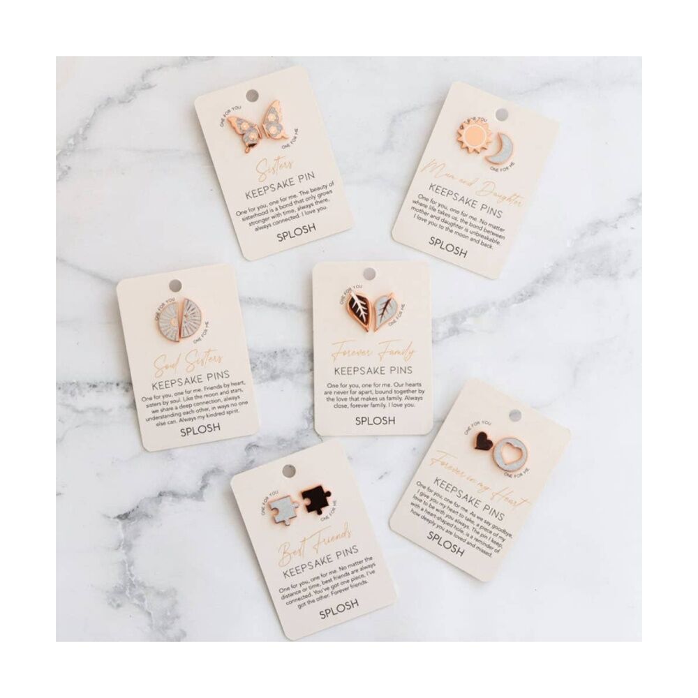 4x 2pc Splosh Forever Connected Heart Keepsake Pin Set Rose Gold