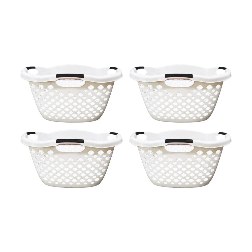 4PK Braz Plastic Hip Hugger Laundry Basket W/ Handles 65x45x36cm Assorted