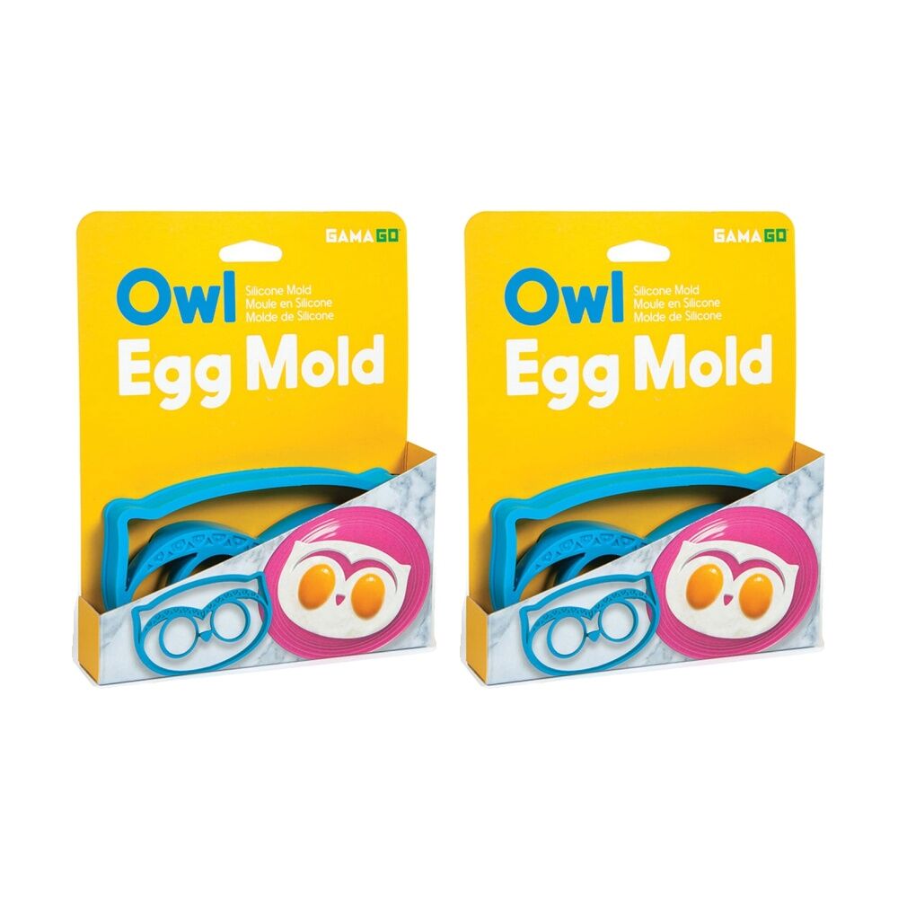 2x Gamago Owl Kitchen Breakfast Silicone Fun Egg Mold Gadget Pink/Blue