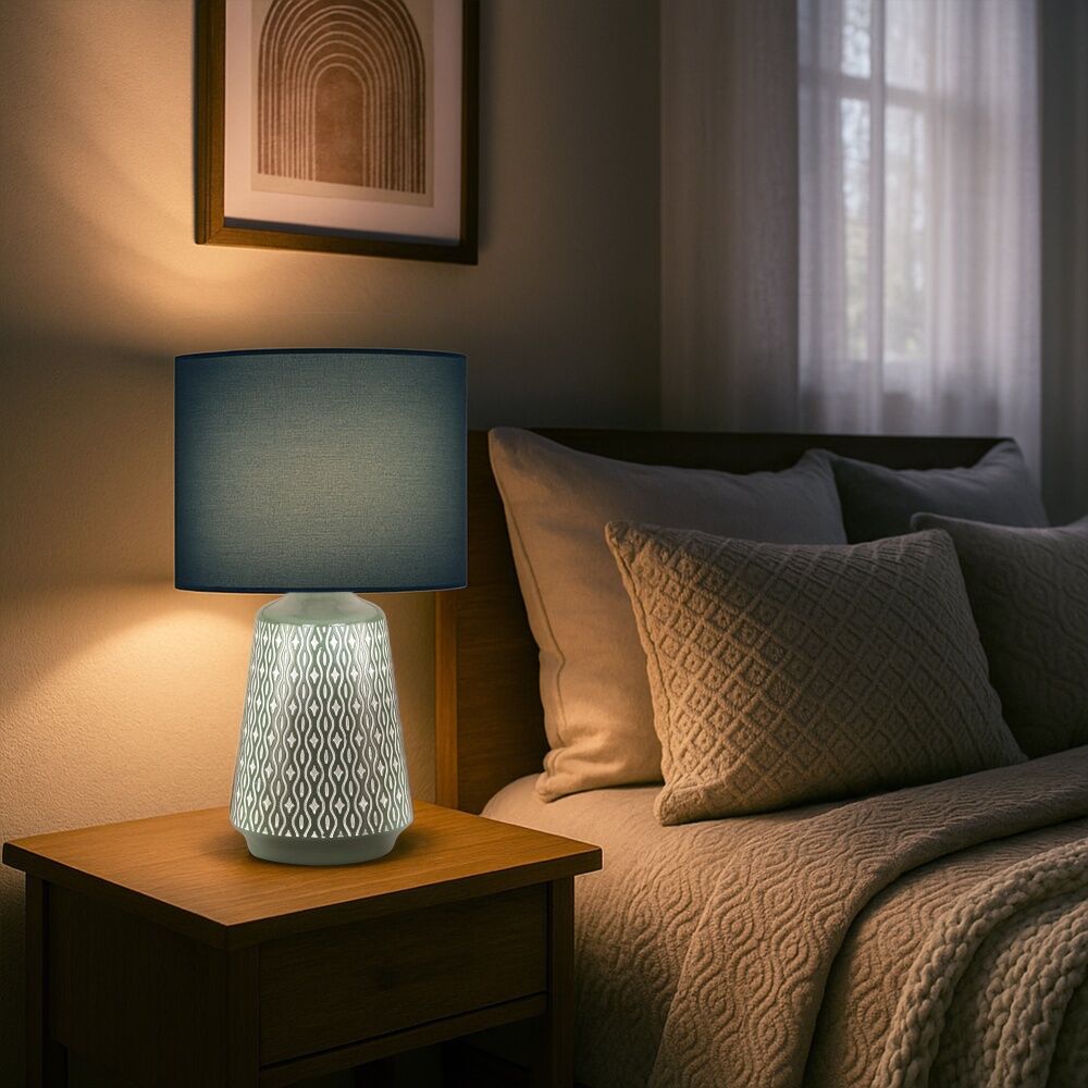 Urban Style Inga Table Lamp Ceramic Base Fabric Shade Decor Green