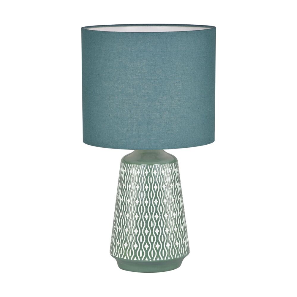 Urban Style Inga Table Lamp Ceramic Base Fabric Shade Decor Green