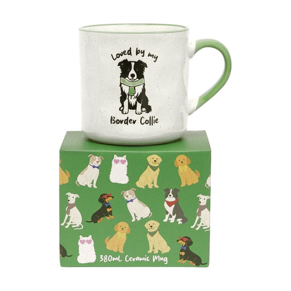 2PK Loved By My Pet Mugs Border Collie Ceramic Drinking Mug 380ml