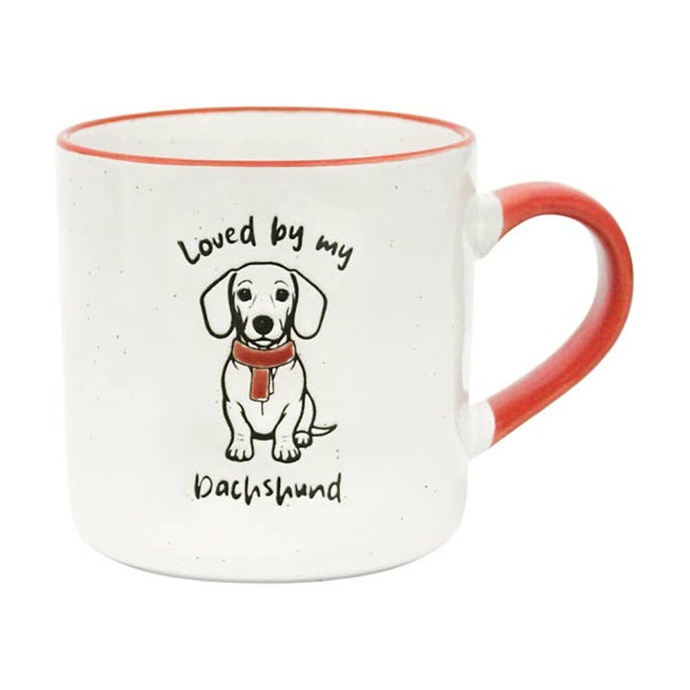 2PK Loved By My Pet Mugs Dachshund Ceramic Drinking Mug Kitchenware 380ml