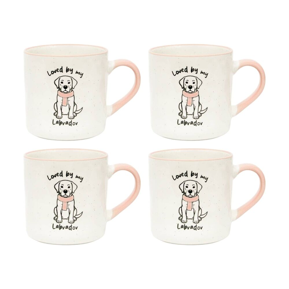 4PK Loved By My Pet Mugs Labrador Ceramic Drinking Mug Kitchenware 380ml