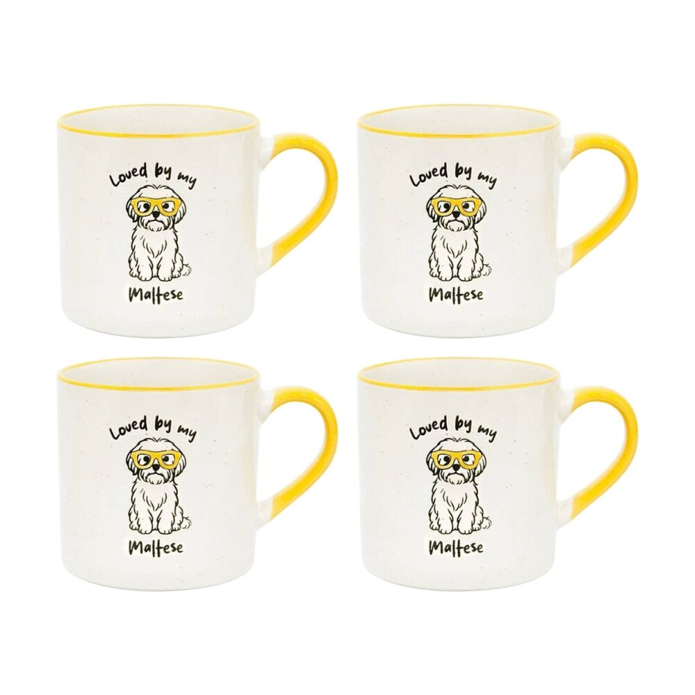 4PK Love By My Pet Mugs Maltese Mug Ceramic Drinking Kitchenware 380ml