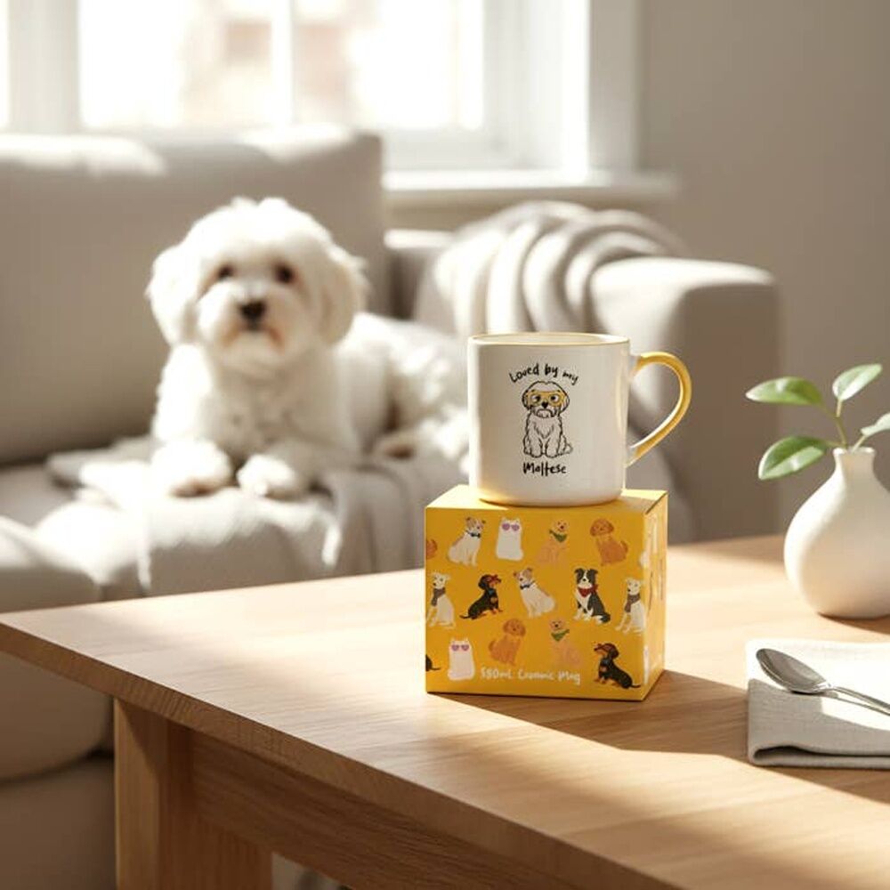 4PK Love By My Pet Mugs Maltese Mug Ceramic Drinking Kitchenware 380ml