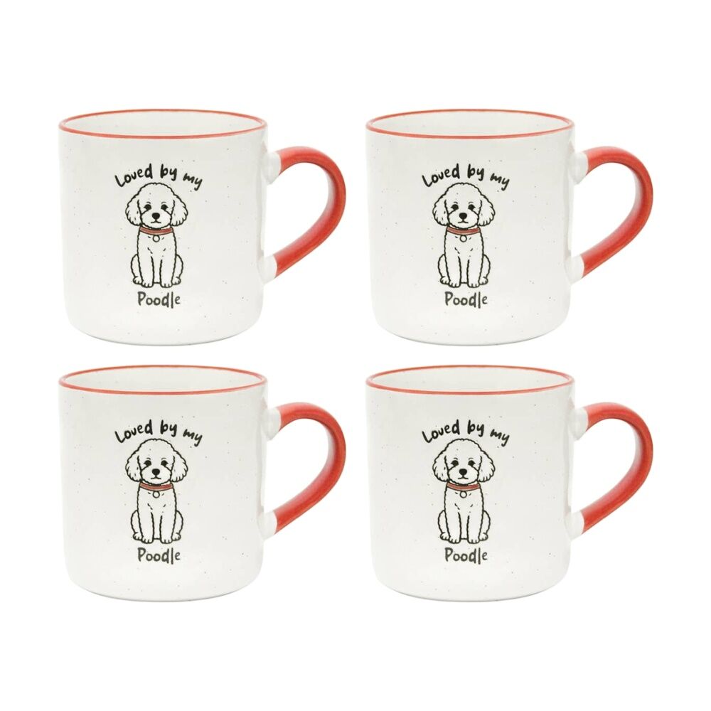 4PK Loved By My Pet Mugs Poodle Ceramic Drinking Mug Kitchenware 380ml