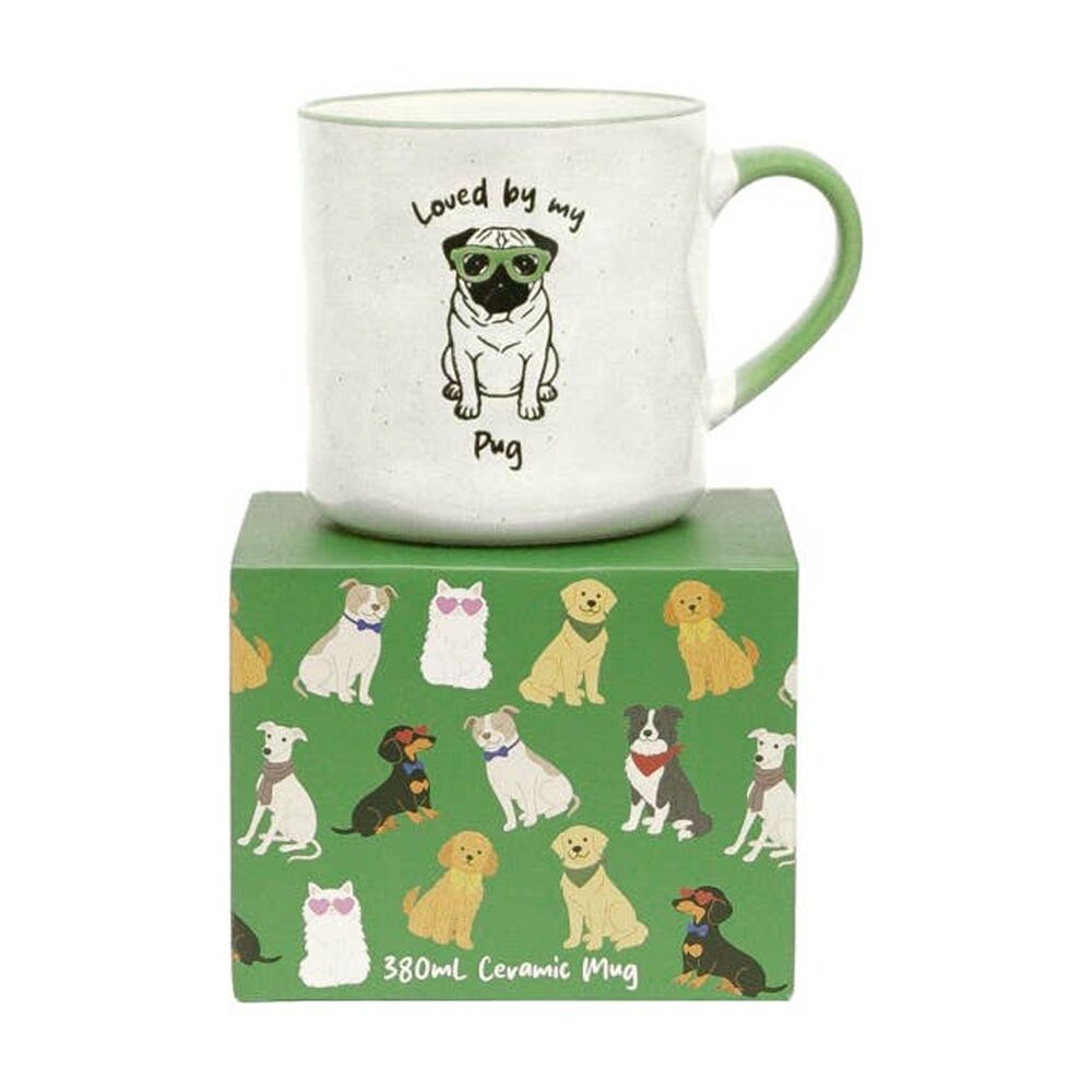 4PK Loved By My Pet Mugs Pug Ceramic Mug Drinking Kitchenware 380ml