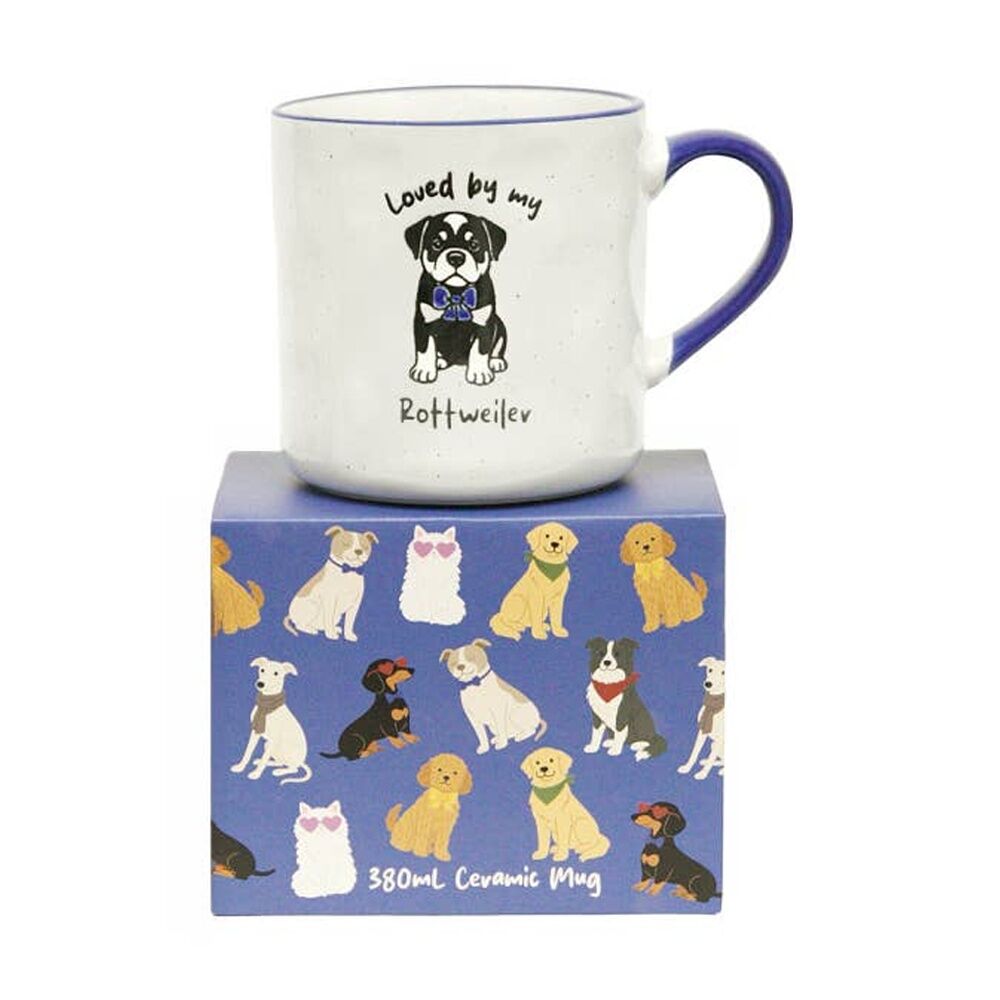 2PK Loved By My Pet Mugs Rottweiler Ceramic Drinking Mug Kitchenware 380ml