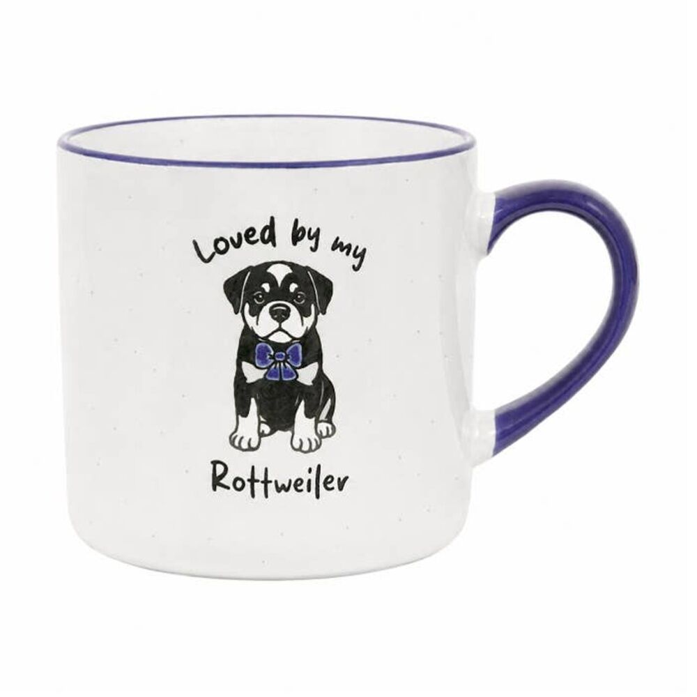 2PK Loved By My Pet Mugs Rottweiler Ceramic Drinking Mug Kitchenware 380ml