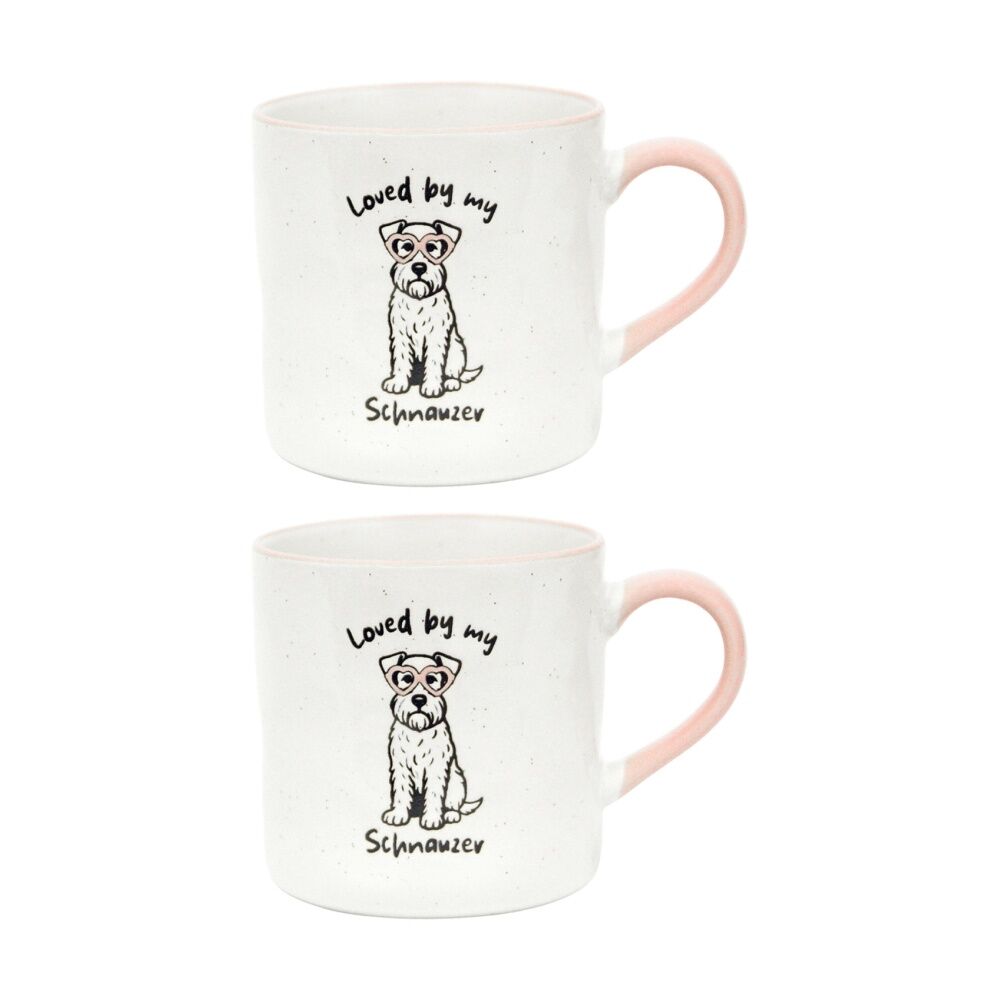 2PK Loved By My Pet Mugs Schnauzer Ceramic Drinking Mug Kitchenware 380ml
