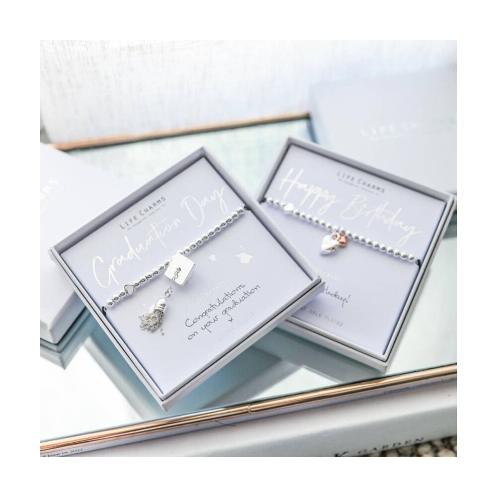Life Charms Just Because Happy Birthday Bracelet Silver Gold 17.5cm