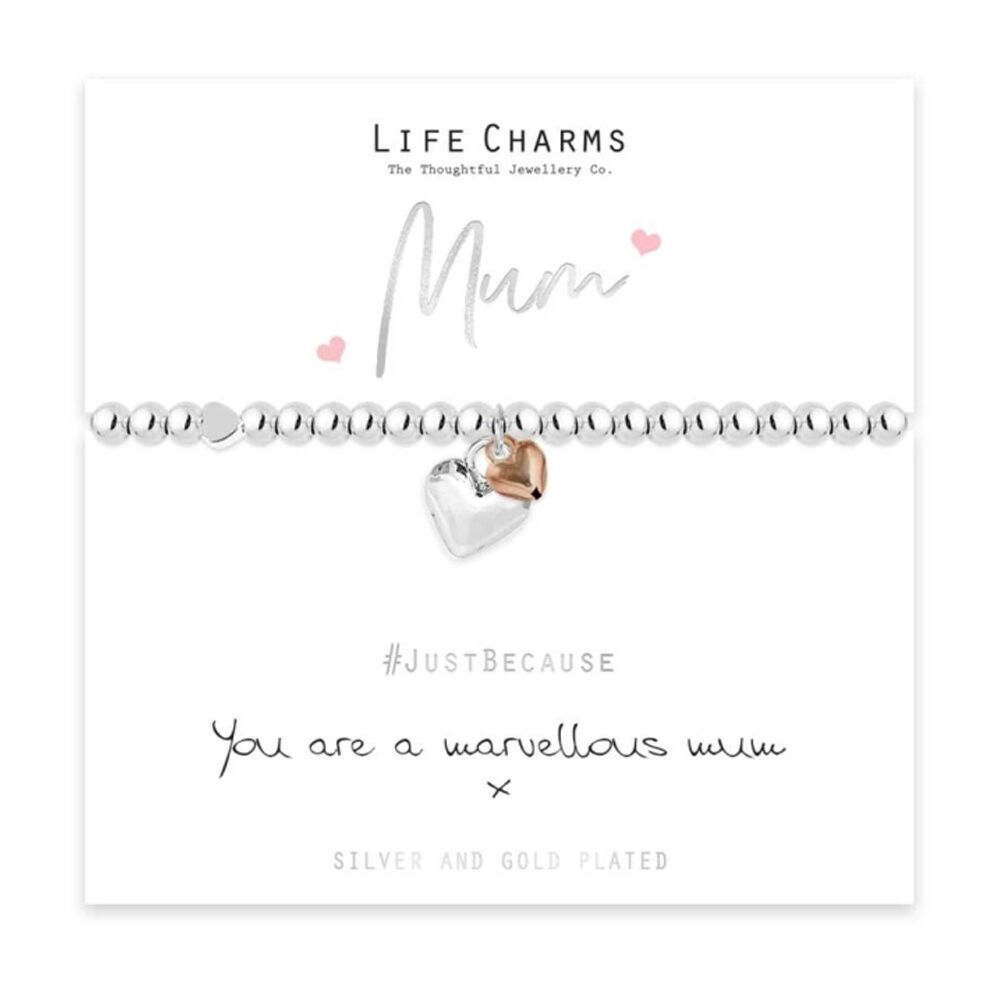 Life Charms Just Because Mum Stretch Bracelet Silver Gold 17.5cm