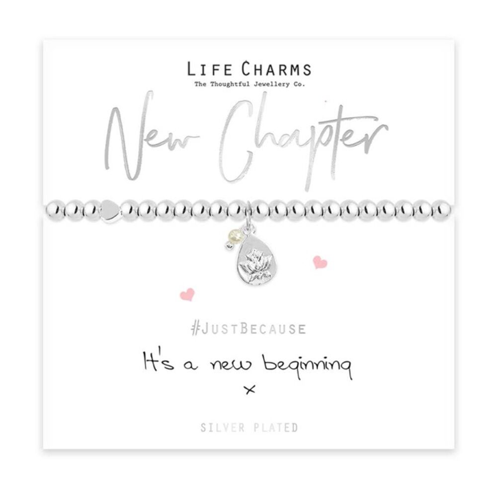 Life Charms Just Because Chapter Plated Stretch Bracelet Silver 17.5cm