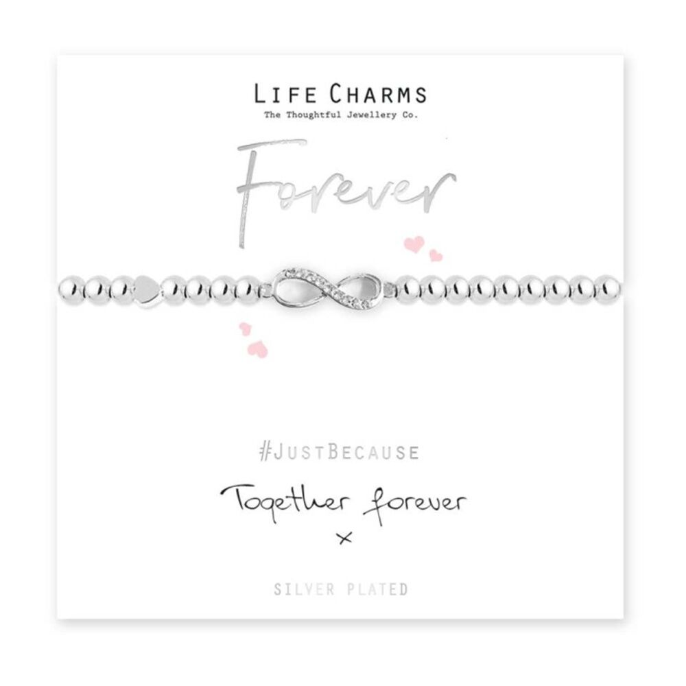Life Charms Just Because Forever Stretch Bracelet Silver 17.5cm