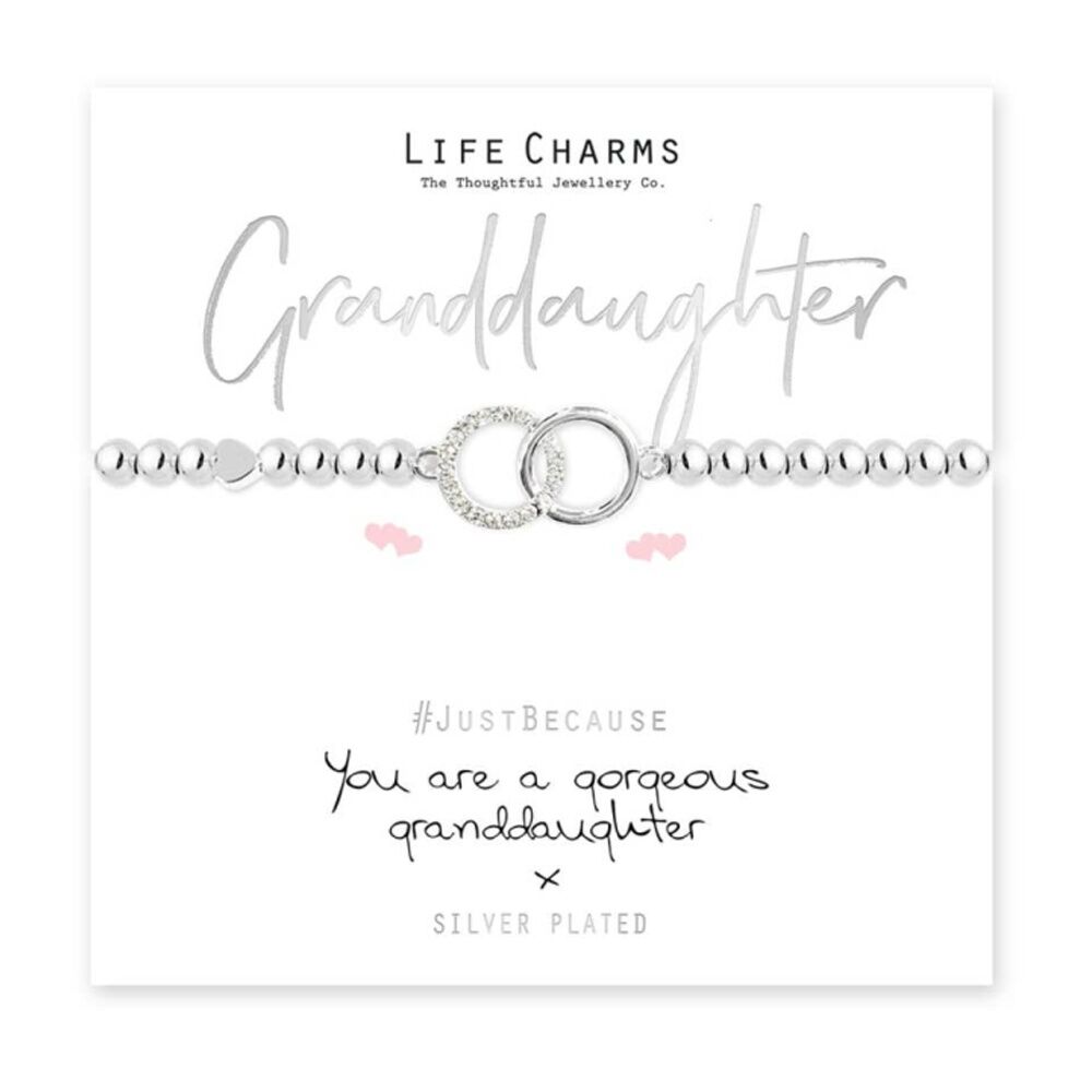 Life Charms Just Because Granddaughter Stretch Bracelet Silver 17.5cm