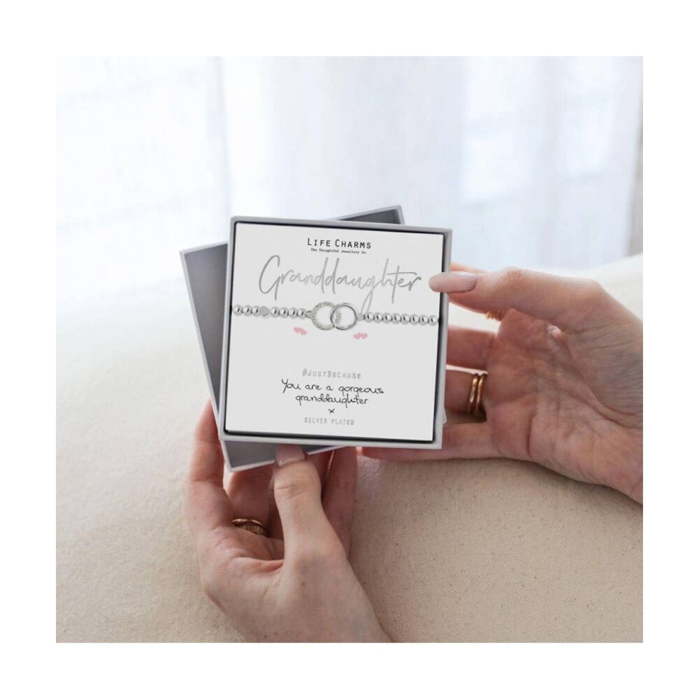 Life Charms Just Because Granddaughter Stretch Bracelet Silver 17.5cm