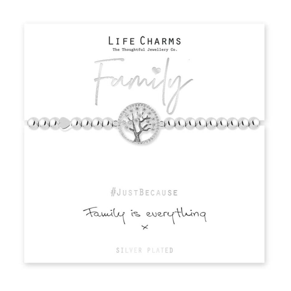 Life Charms Just Because Family Stretch Bracelet Silver 17.5cm