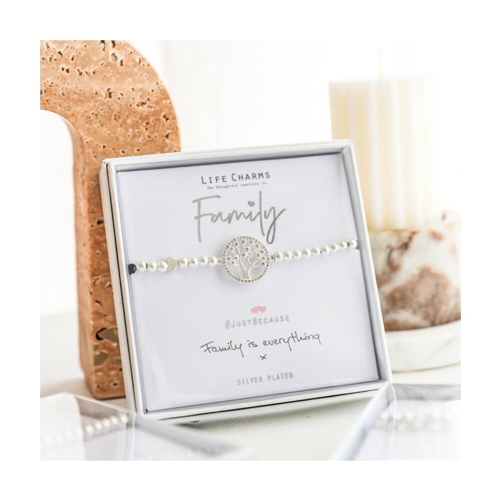 Life Charms Just Because Family Stretch Bracelet Silver 17.5cm