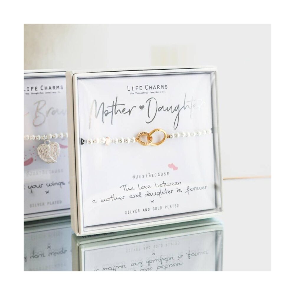 Life Charms Just Because Mother Daughter Bracelet Silver Gold 17.5cm