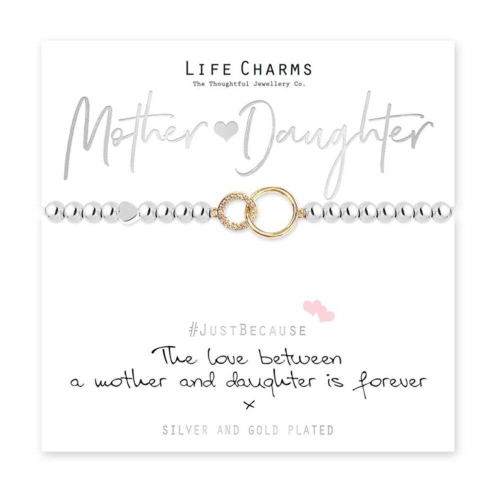 Life Charms Just Because Mother Daughter Bracelet Silver Gold 17.5cm