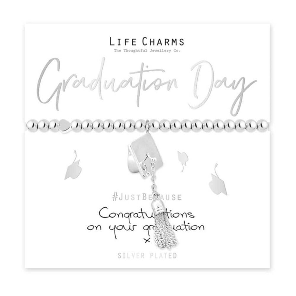 Life Charms Just Because Graduation Stretch Bracelet Silver 17.5cm