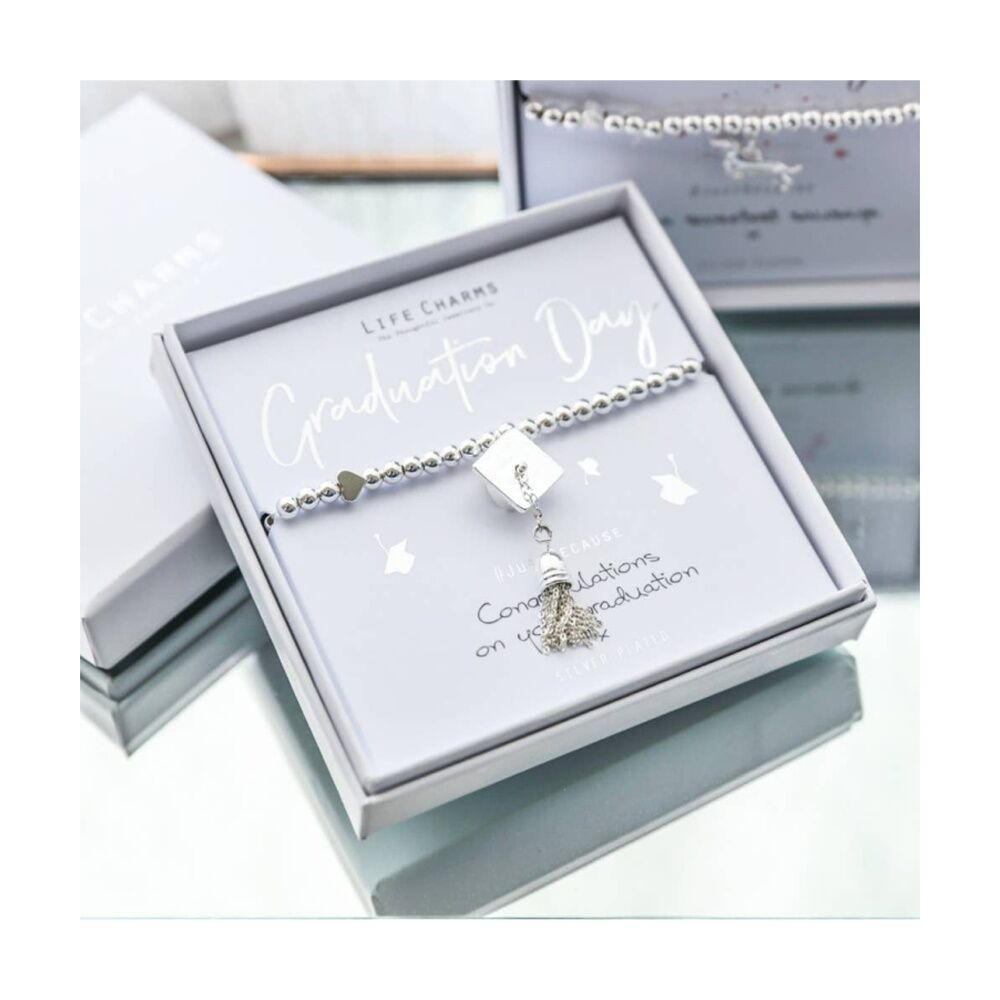 Life Charms Just Because Graduation Stretch Bracelet Silver 17.5cm