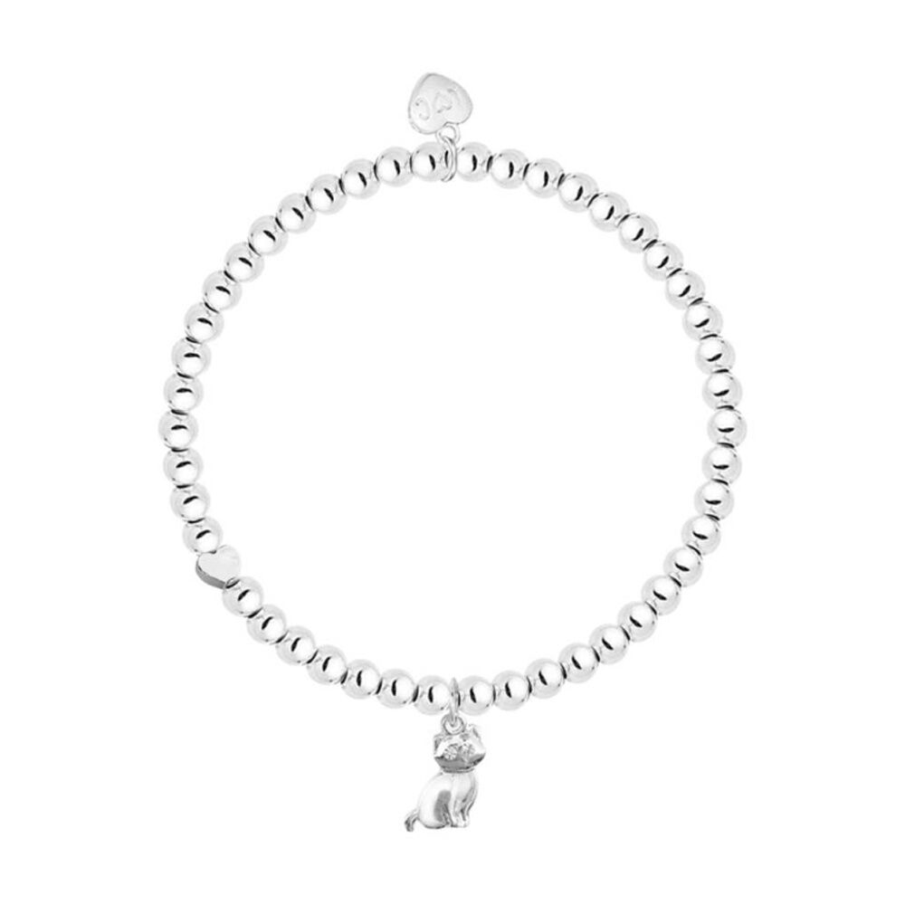 Life Charms Just Because Cat Lover Stretch Bracelet Silver 17.5cm