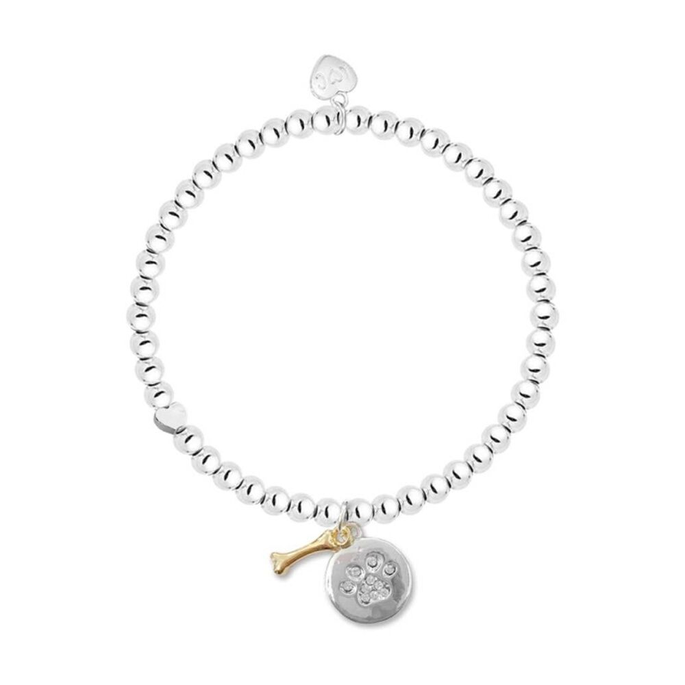 Life Charms Just Because Dog Lover Stretch Bracelet Silver Gold 17.5cm