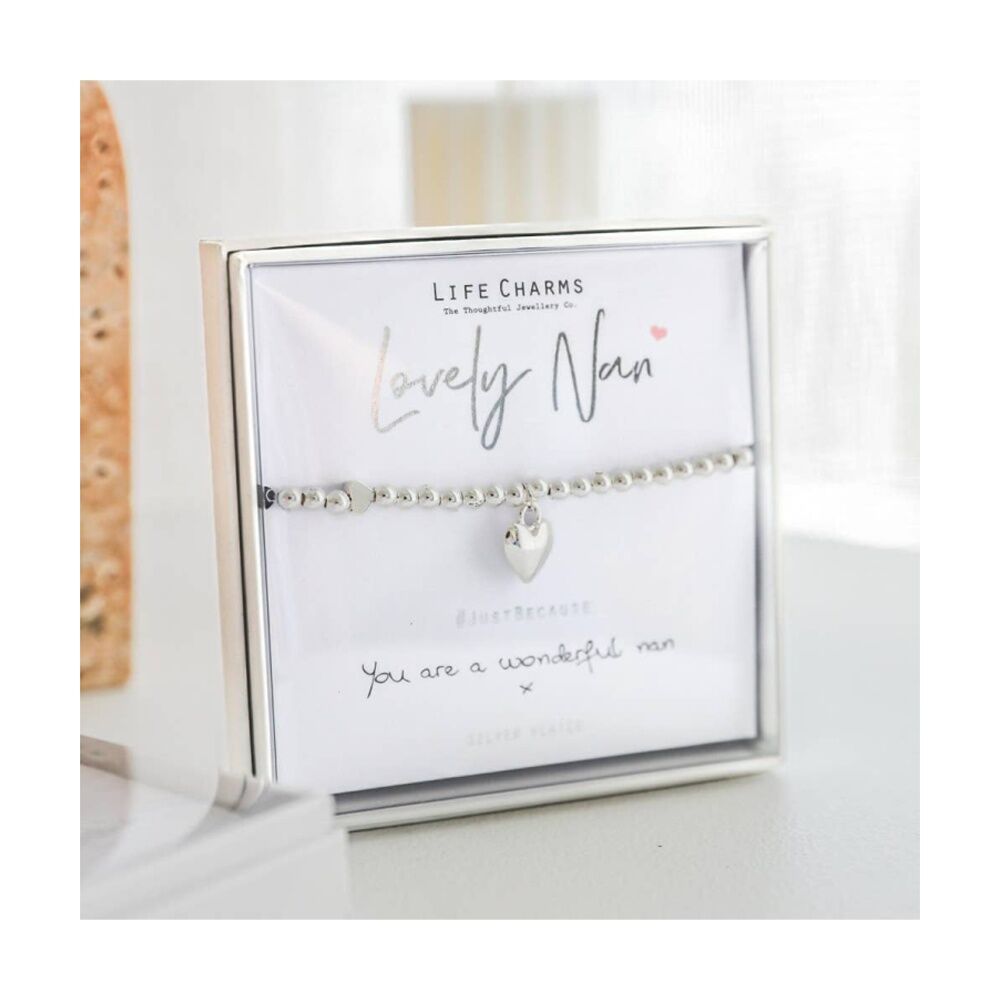 Life Charms Just Because Lovely Nan Stretch Bracelet Silver 17.5cm