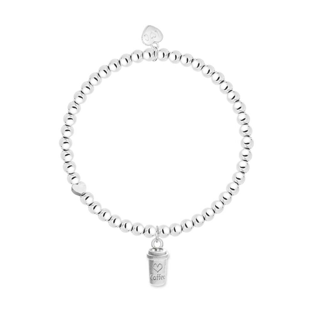 Life Charms Just Because Coffee Stretch Bracelet Silver 17.5cm