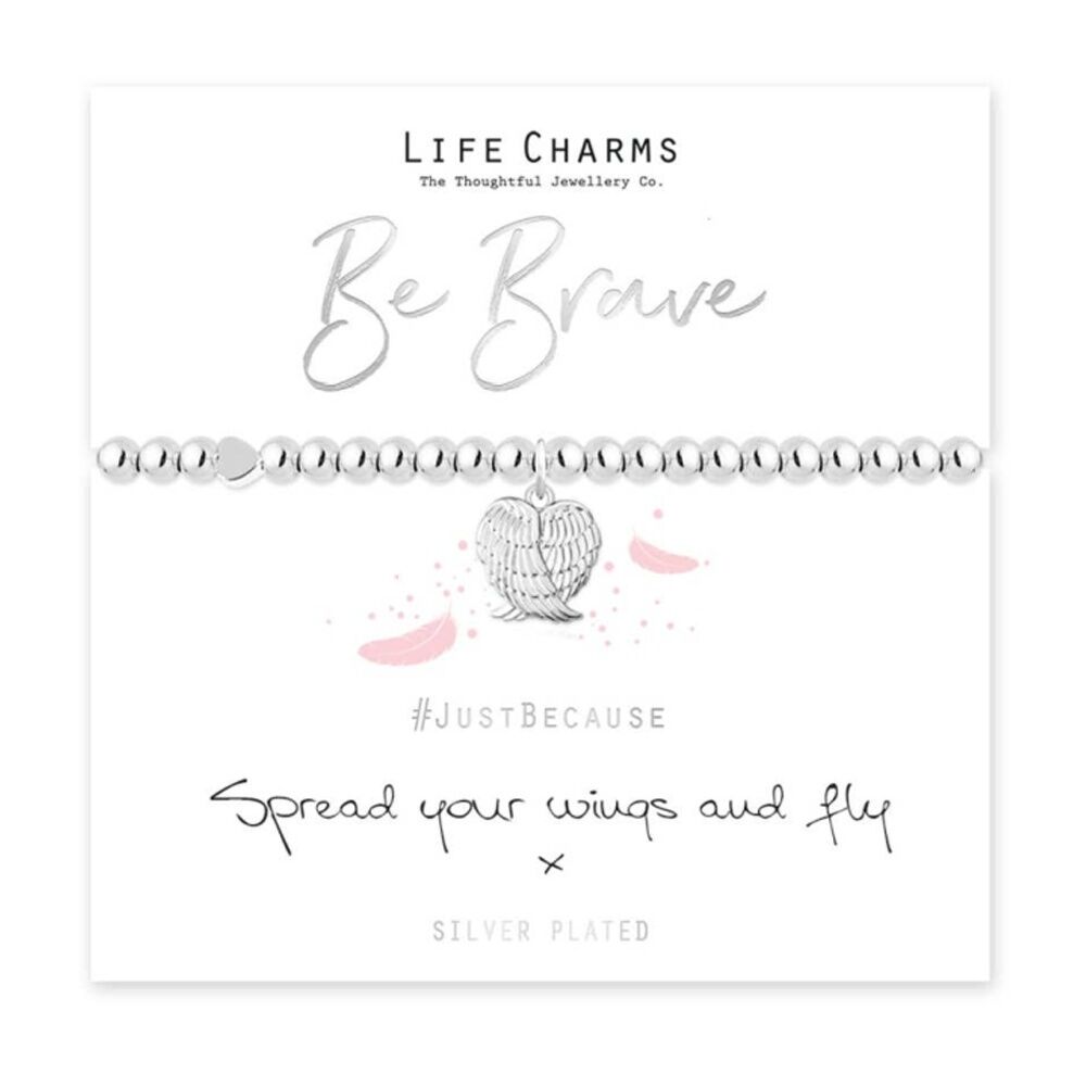 Life Charms Just Because Be Brave Bracelet Stretch Silver 17.5cm